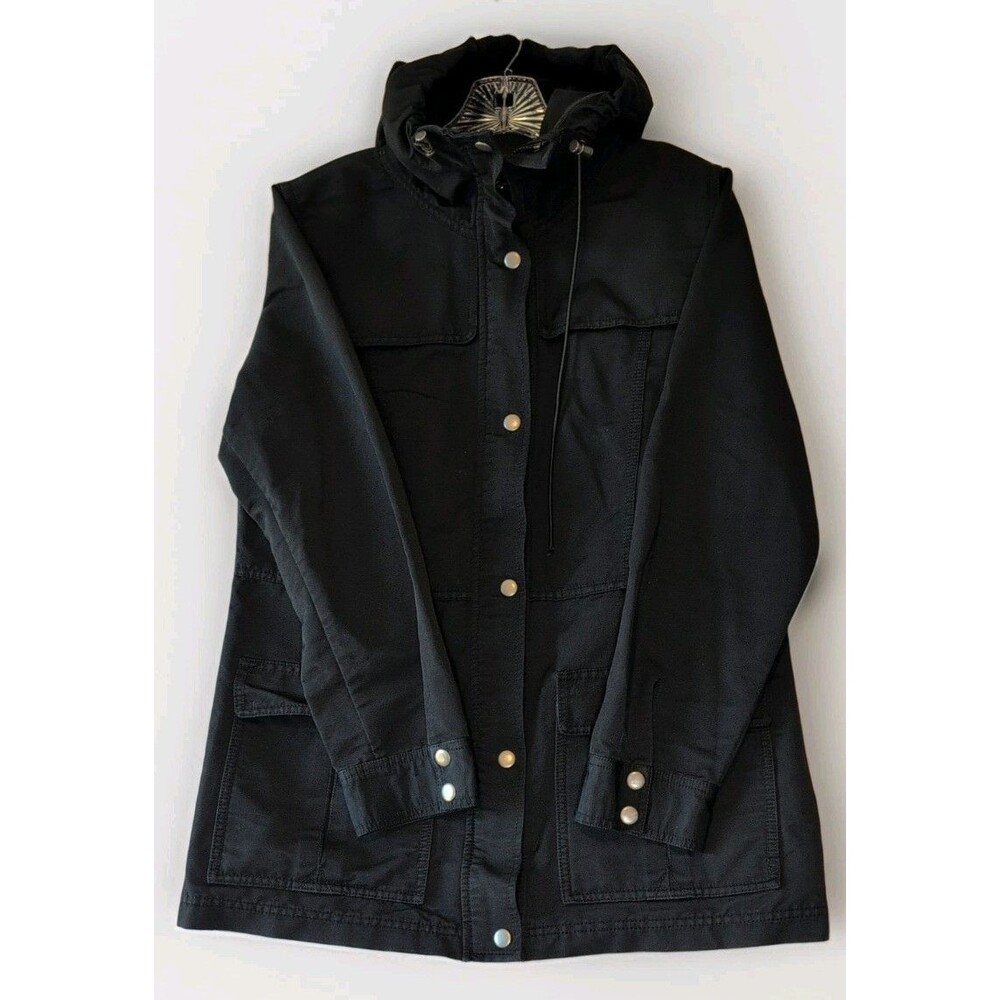 J.Crew Jacket Mens Medium Black Hooded Military Utility Field Cotton